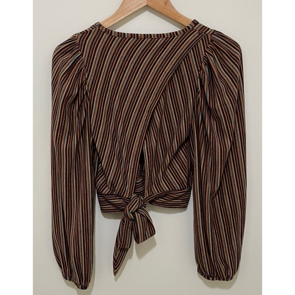 Free People Multicolor Striped V-Neck Blouse, Size XS - Picture 7 of 10